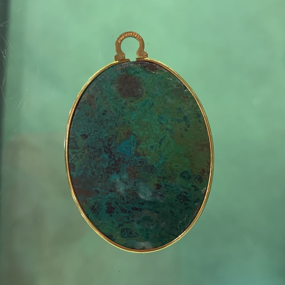 Large Chrysocolla Oval Cabochon in a Gold Filled Frame - Picture 2 of 3